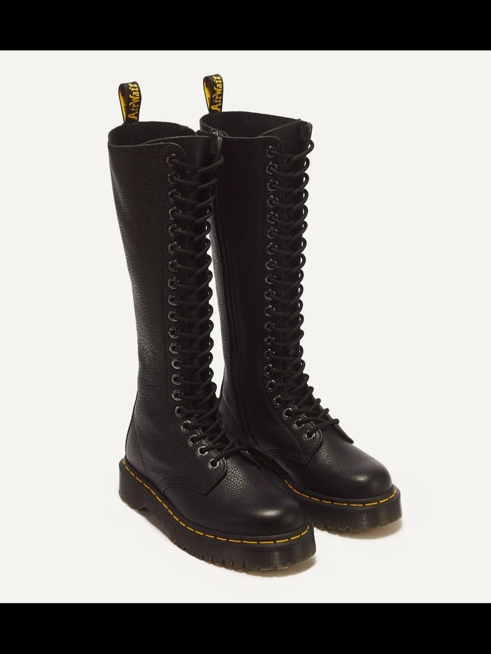 Dr. Martens Tall 20-Eye Black Leather Combat Boots